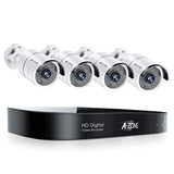 A-ZONE [8CH Expandable] 1080P Wired Security Camera System, 5MP-Lite DVR 4pcs Outdoor CCTV Cameras, HM.265 Home Camera Security System, Weatherproof, Night Vision, Motion Alert, No Hard Drive (White)