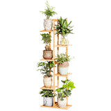 WEENINE Bamboo 6 Tier 7 Potted Plant Stand Rack Multiple Flower Pot Holder Shelf Indoor Outdoor Planter Display Shelving Unit for Patio Garden Corner Balcony Living Room