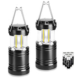 LETMY 2 Pack Camping Lantern with 6 AA Batteries - Magnetic Base - Collapsible, Waterproof New COB LED Lantern - Best Taclight Lantern for Gift, Camping, Hiking, Emergency, Hurricane, Power Outage