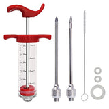 Tri-Sworker Plastic Meat Injector Kit for Smoker with 2 Flavor Food Syringe Needles, Ideal for Injecting Marinade into Turkey, Meat, Brisket; 1-OZ; Including Paper User Manual, Recipe E-Book (PDF)