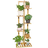 ROSSNY Plant Stand, Bamboo Plant Stands for Living Room 6 Tier 7 Potted Tall Plant Shelf Outdoor Plant Stands for Multiple Plants Corner Plant Stand Planter Stand Plant Rack Plant Table Indoor