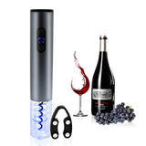 JUNEU Electric Wine Bottle Opener with Foil Cutter, Automatic Wine Corkscrew with LED Light (Stainless Steel), Batteries Not Included