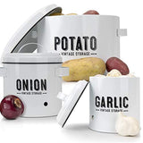 Granrosi  Stylish Farmhouse Kitchen Storage Canister Set of 3 - Keeps Potatoes, Onions and Garlic Fresh and Tasty