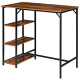 YMYNY Industrial Bar Table, 43” Rectangular Pub Dining Table with Storage Shelves, High Writing Computer Desk with Sturdy Metal Frame for Kitchen, Dining Room, Living Room, Rustic Brown, HD-UHTMJ054H