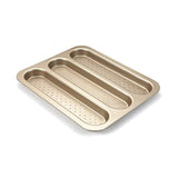 Monfish Baguette pan French Bread Pan Baguette Baking Tray Perforated 3-slot Non Stick Bake Loaf Mould 15inch (15x12inch)