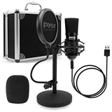 DX LOVER USB Microphone Podcast Recording Kit - Audio Cardioid Condenser Mic w/Desktop Stand and Pop Filter - for Gaming PS4, Streaming, Podcasting, Studio, YouTube, Works w/Windows Mac PC - Pyle PDMIKT120