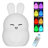 iWheat Bear Kids Night Light, Soft Silicone Tap & Remote Control Night Light, LED Multicolor Night Light Portable USB Rechargeable Best for Baby Children