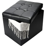 ABIOYEAR Storage Ottoman,  Folding Foot Stool with Thicker Foam Padded Seat Small Leather Storage Ottoman Bench Foot Rest for Living Room Foldable Coffee Table 17x13x13in