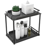 Aksipo  2 Tier Standing Rack,Bathroom Organizer Countertop Storage Shelf Cosmetic Organizer Holder Kitchen Spice Rack,Black