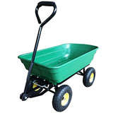 Gorilla Carts 75 Litre Garden Cart Heavy Duty 4 Wheel Trolley Dump Wheelbarrow Tipper Trailer - Green