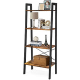 QEEIG Farmhouse Ladder Shelf 4 Tier Shelves Bookshelf Industrial Plant Storage Rack Bathroom Living Room Standing Shelfs 54