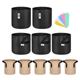 METKIIO 3-Gallon 5-Pack Grow Bags with Self-Adhesion Sides and 1-gal 5-pcs Fabric Aeration Plant Pots Non-Woven Container with Handles, for Easy Transplanting, Nursery Garden