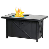 BALI OUTDOORS Propane FirePit Gas Fire Pit Table 42 inch 50,000 BTU Rectangular Gas Fire Pit Table with Blue Fire Glass, Table Lid Included