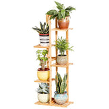 COPREE Bamboo 5 Tier 6 Potted Plant Stand Rack Multiple Flower Pot Holder Shelf Indoor Outdoor Planter Display Shelving Unit for Patio Garden Corner Balcony Living Room