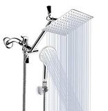 Tudoccy Shower Head, 8‘’ High Pressure Rainfall Shower Head/Handheld Shower Combo with 11'' Extension Arm, 9 Settings Adjustable Anti-leak Shower Head with Holder