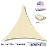 Windscreen4less 8' x 8' x 8' Triangle Sun Shade Sail - Beige Durable UV Shelter Canopy for Patio Outdoor Backyard - Custom Size Available