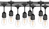 Gottlich Technology Outdoor Waterproof String, 15, LED Edison Bulbs Included, UL Listed, Commercial Grade Patio Lights, 48 Ft, Black