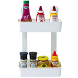 REKOBON 2 Tier Spice Rack, Spice Rack Organizer for Counter-top, Multi-Function Seasoning Spice Jar Shelf Holder for Kitchen Bathroom Cabinet