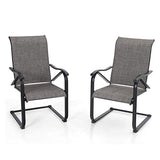 MFSTUDIO 2 Pieces Patio Dining C Spring Motion Textilene Metal Rocker Chairs Weather Resistant Garden Outdoor Modern Furniture, Sling Mesh Black Steel Frame