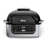 NINJA Foodi 5-in-1 4-qt. Air Fryer, Roast, Bake, Dehydrate Indoor Electric Grill (AG301), 10inch x 10inch, Black and Silver (Renewed)