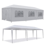 Goujxcy 10 x30 Outdoor Gazebo White Canopy with sidewalls Party Wedding Tent Cater Events Pavilion Beach BBQ(10'X30')