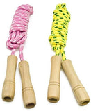 Homello Cotton Jump Rope for Kids - Wooden Handle - Adjustable Cotton Braided Fitness Skipping Rope - Outdoor Fun Activity, Great Party Favor, Exercise Activity, Pack of 2 (Yellow+Pink)