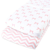 Joey + Joan  Changing Pad Covers – 2 Pack – Snuggly Soft Plush Cotton Changing Table Covers for Girl – Fits Perfectly on Summer Infant and Other 16 x 32