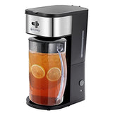 LITIFO Iced Tea Maker and Iced Coffee Maker Brewing System with 2-quart Pitcher, sliding strength selector for Taste Customization, Stainless Steel Decoration Black