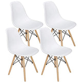 ZENY Set of 4 Modern Style Dining Chair, Shell Lounge Plastic Chair for Kitchen, Dining, Bedroom, Living Room Mid-Century Modern Side Chairs with Wooden Walnut Legs