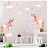 Leint Pack of 2 Unicorn Wall Stickers for Baby Bedroom Home Decor - Unicorn&Flowers Wall Stickers - Baby Playroom Decals - Nursery Wall Art Decor for Girl's Bedroom