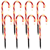 ASTINO 8Pack Solar Christmas Candy Cane Lights Snowflake Outdoor Pathway Driveway Markers Decoration Red and White Xmas Home Indoor Yard Lawn Decor