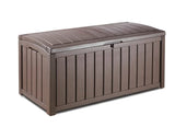 Keter Glenwood Plastic Deck Storage Container Box Outdoor Patio Furniture 101 Gal, Brown