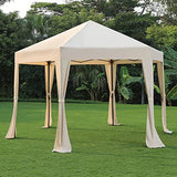 STOOG 10' X 12' Outdoor Pop Up Gazebo Canopy Tent with Curtains and Netting, for Patio, Garden,Lawns,Parties (Beige)