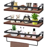 MLCINI Floating Shelves Wall Shelves Mutifunctional Shelves for Wall Floating Shelf for Bathroom Kitchen Living Room Bedroom Floating Shelves for Wall Set of 3 for Storage and Decoration (Brown)