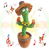 LANZIMOOD TikTok Dancing Cactus Plush Toy USB Charging,Sing 120pcs Songs,Recording,Repeats What You say and emit Colored Lights,Gifts of Fun Toys for Boys and Girls