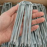 Jxrhy 100 Pcs 6 inch Garden Landscape Staples Galvanized Pins Lawn Stakes for Weed Barrier Ground Cover,U-Type Heavy Duty (100 Pcs x 6