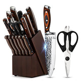 FEECOOL 15 pieces Knife sets with block