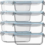 Razab Glass Storage Containers with Lids 30 oz 16 Pc (Set of 8) Glass Food Storage Containers Airtight - Glass Meal Prep Containers Leak Proof BPA Free Glass Meal Prep Container - Strong Glass