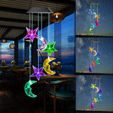 Vinkki Solar Wind Chime Color Changing Solar Light Moon Star LED Wind Chime Wind Mobile Portable Waterproof Outdoor Decorative Romantic Wind Bell Light for Patio Yard Garden Home