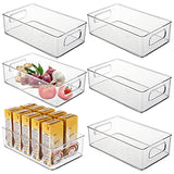 HERKKA 6 Pack Plastic Storage Bins for Pantry, Refrigerator, Countertop, Cabinet Organization, Stackable Food Storage Organizer with Handles, BPA Free, 10 x 6 x 3 Inch