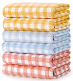 LAZI Kitchen Dishcloths 6pcs 16x26 Inches 100% Cotton Ultra Absorbent Dish Towels Kitchen Dish Cloths Scrubbing Wash Cloths Sets (Mix Color)