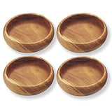 MMP Living Acaciaware Natural Acacia Wood Round Calabash Bowl, 6-Inch, Set of 4