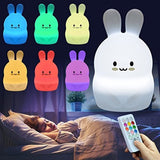 iWheat Cute Nursery Night Light for Kids, Soft Silicone Remote Control Night Light with Timer, LED Multicolor Night Light Portable