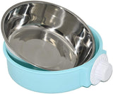 ZOHOKO Dog Bowl Feeder Pet Puppy Food Water Bowl, 2-in-1 Plastic Bowl & Stainless Steel Bowl, Removable Hanging Cat Rabbit Bird Food Basin Dish Perfect for Crates & Cages