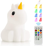 PAMANO LED Nursery Night Lights for Kids -USB Rechargeable Animal Silicone Lamps with Touch Sensor and Remote Control -Portable Color Changing Glow Soft Cute Baby Infant Toddler Gift (Unicorn)