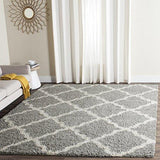 SAFAVIEH Dallas Shag Collection SGD257A Trellis Non-Shedding Living Room Bedroom Dining Room Entryway Plush 1.5-inch Thick Area Rug, 4' x 6', Dark Grey / Ivory