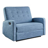 Homelegance Calliope Buttoned Fabric Reclining Loveseat, Muted Blue / Black