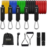 FICEPE Resistance Bands Set Exercise Bands Including 5 Stackable Workout Bands with Door Anchor, Ankle Straps, for Resistance Training, Physical Therapy, Home Workouts.