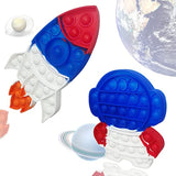 LANZIMOOD 2 Packs Pop Fidget Sensory Toys,Stress Relief Silicone Pressure Relieving Toys for Children and Adults（Astronauts & Rocket）