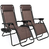 Best Choice Products Set of 2 Adjustable Zero Gravity Lounge Chair Recliners for Patio, Pool w/ Cup Holders - Brown